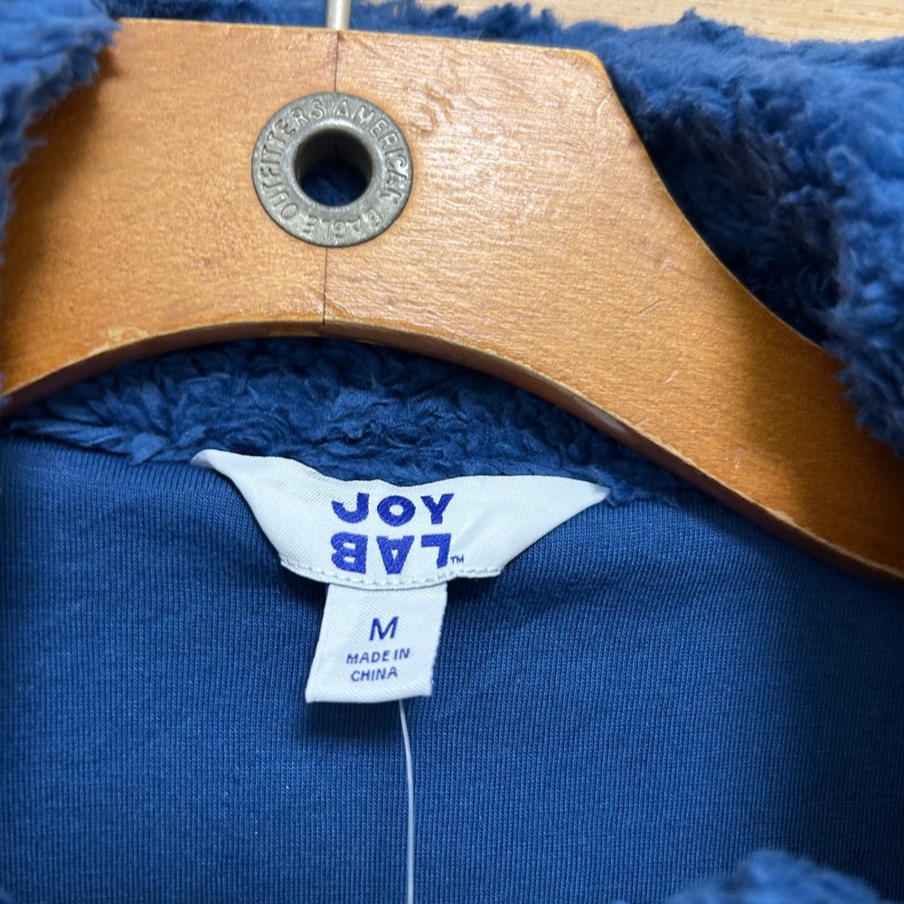 JoyLab Blue Sherpa Fleece Boxy Fit Zip Up Jacket Women Medium New - Picture 2 of 8